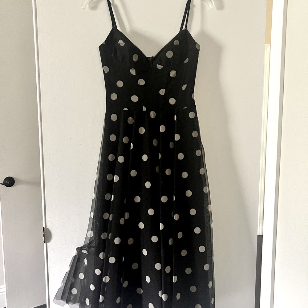 BCBG Max Azria black polka dots dress.